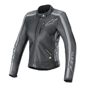 Alpinestars Stella Dyno Damen-Leder-Motorradjacke Schwarz-Grau