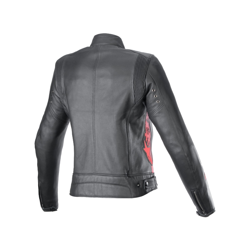 Alpinestars Stella Dyno Damen-Leder-Motorradjacke Schwarz-Rot