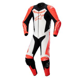 Einteiliger Motorrad-Lederkombi Alpinestars GP Force Lurv fluo rot-weiß-schwarz
