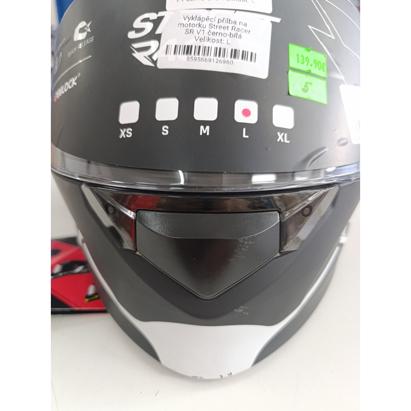 Klappbarer Motorradhelm Street Racer SR V1 schwarz-weiß - II. Qualität