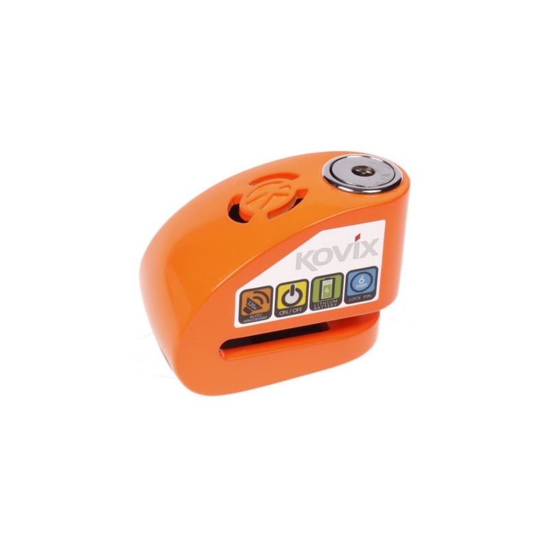 Scheibenbremsschloss mit Alarm KOVIX KDL6 orange