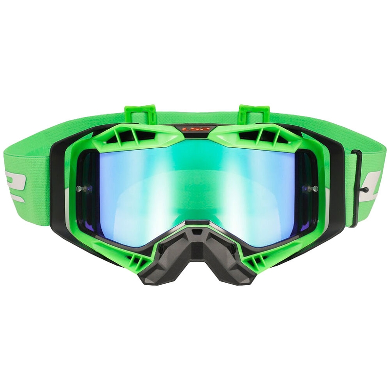 Motocross-Brille LS2 Aura PRO schwarz-grünes Iridium-Plexiglas