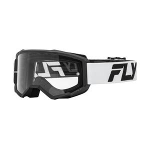 Motocross-Brille FLY Racing Focus weiß-schwarz mit klarem Plexiglas