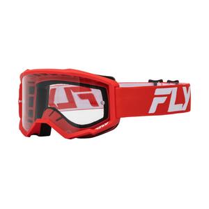 Kinder-Motocross-Brille FLY Racing Focus rot-weiß mit klarem Plexiglas