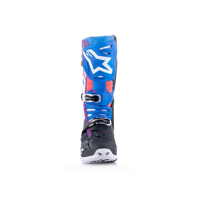 Alpinestars Tech 10 Supervented Motorradstiefel Perforiert Blau-Lila-Pink-Weiß-Grau-Schwarz