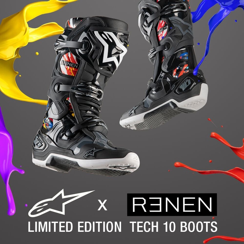 Motorradstiefel Alpinestars Tech 10 Limited Edition Renen schwarz-grau-weiß-mehrfarbig