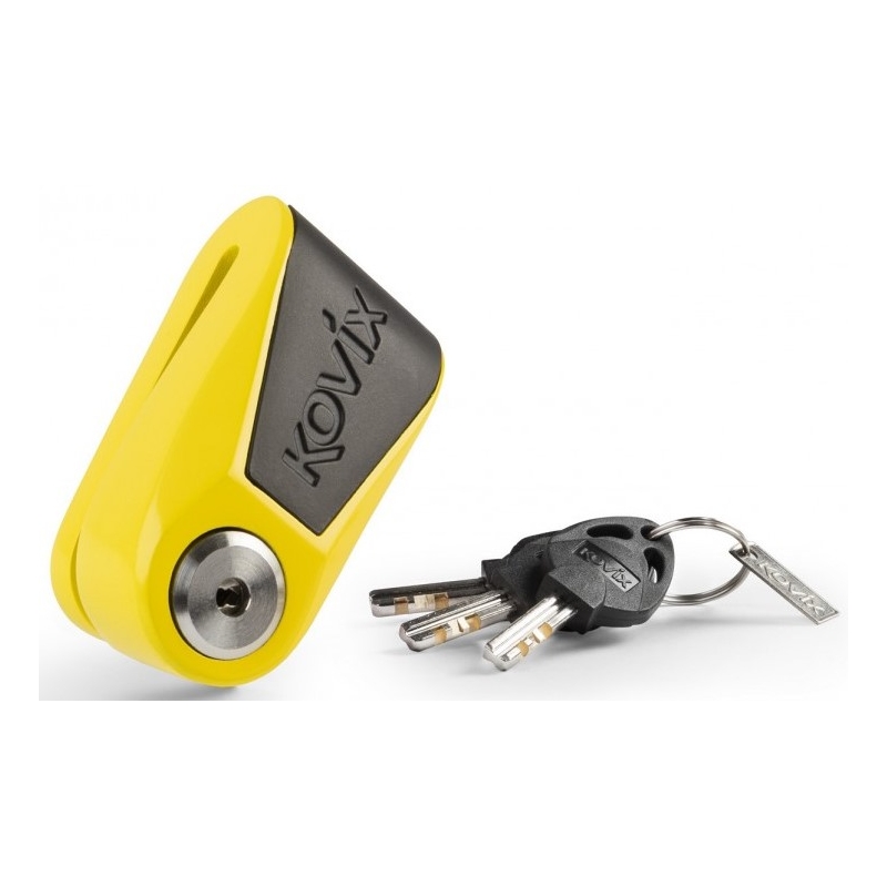 Scheibenbremsschloss mit Alarm KOVIX KNL15 gelb-schwarz