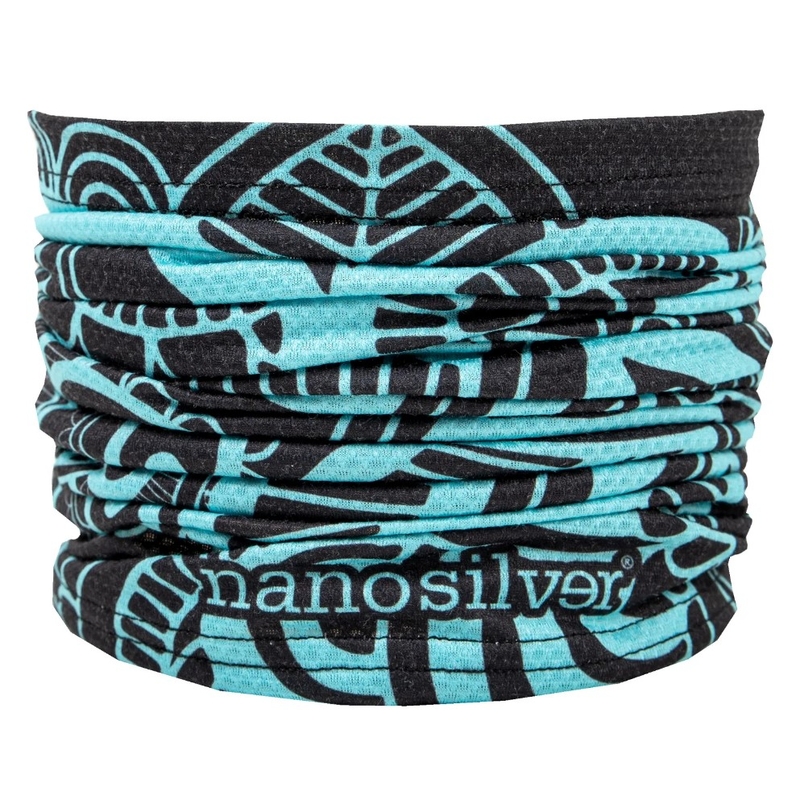 Multifunktionaler Halswärmer nanosilver® Flower schwarz-türkis