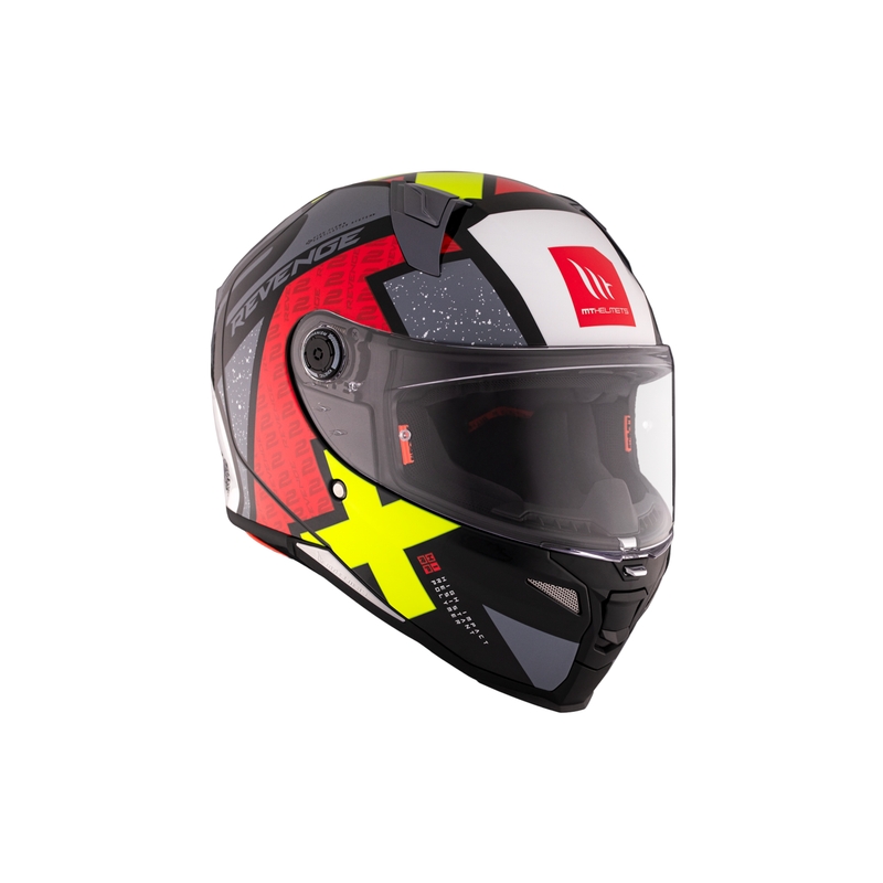 Integrierter Motorradhelm MT REVENGE 2 S Light CO glänzend schwarz-rot-gelb