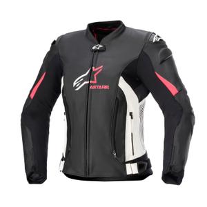 Damen-Motorradjacke Alpinestars GP PLUS 4 schwarz-weiß-rosa