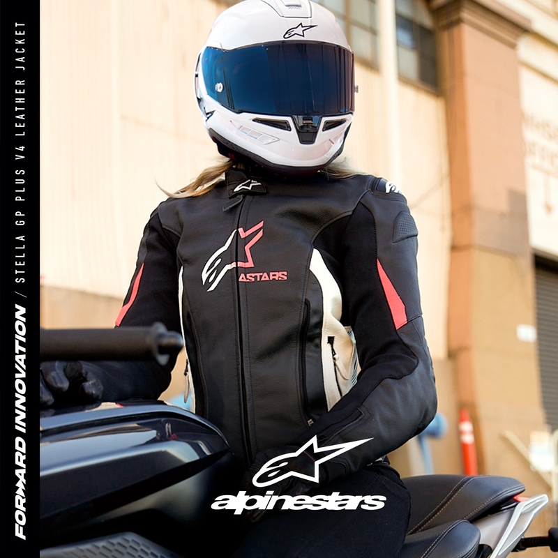 Damen-Motorradjacke Alpinestars GP PLUS 4 schwarz-weiß-rosa