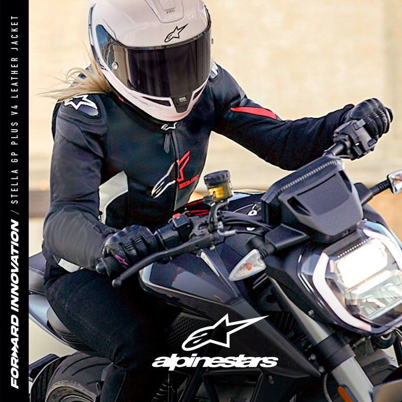 Damen-Motorradjacke Alpinestars GP PLUS 4 schwarz-weiß-rosa