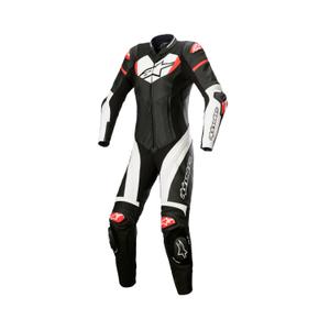 Alpinestars STELLA GP PLUS 2 Damen-Einteiler-Leder-Motorradanzug Schwarz-Weiß-Fluorot