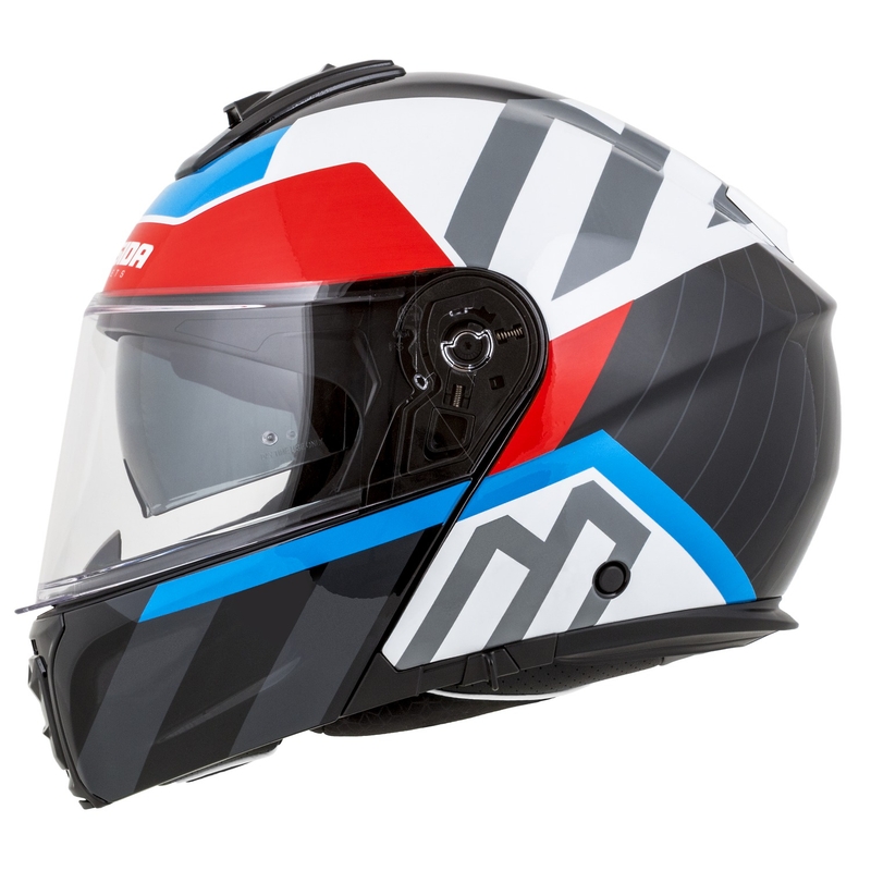 Klappbarer Motorradhelm Cassida Modulo 2.1 Profil weiß-schwarz-blau-grau