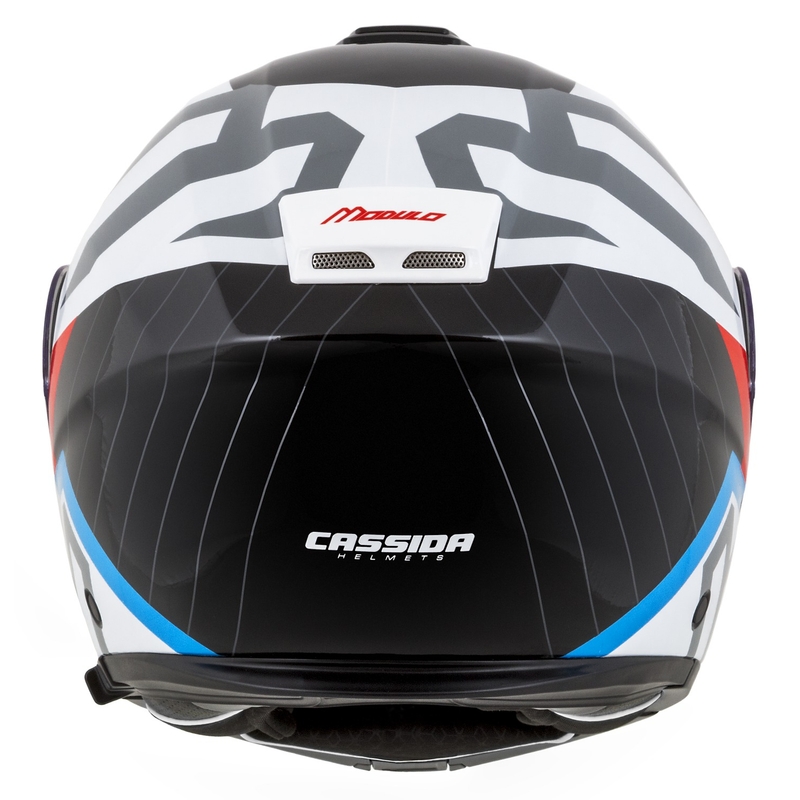 Klappbarer Motorradhelm Cassida Modulo 2.1 Profil weiß-schwarz-blau-grau