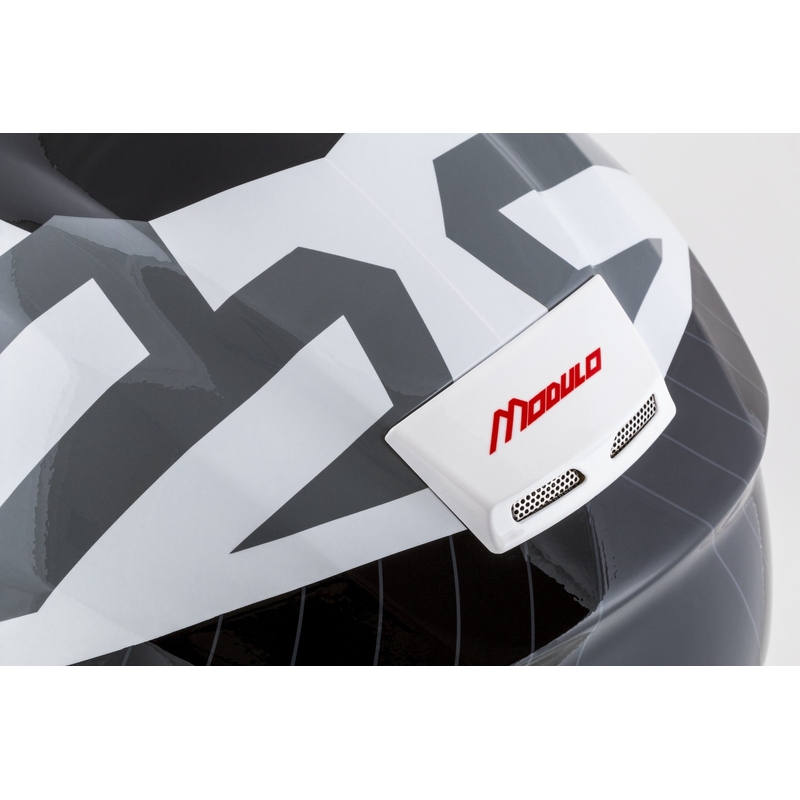 Klappbarer Motorradhelm Cassida Modulo 2.1 Profil weiß-schwarz-blau-grau
