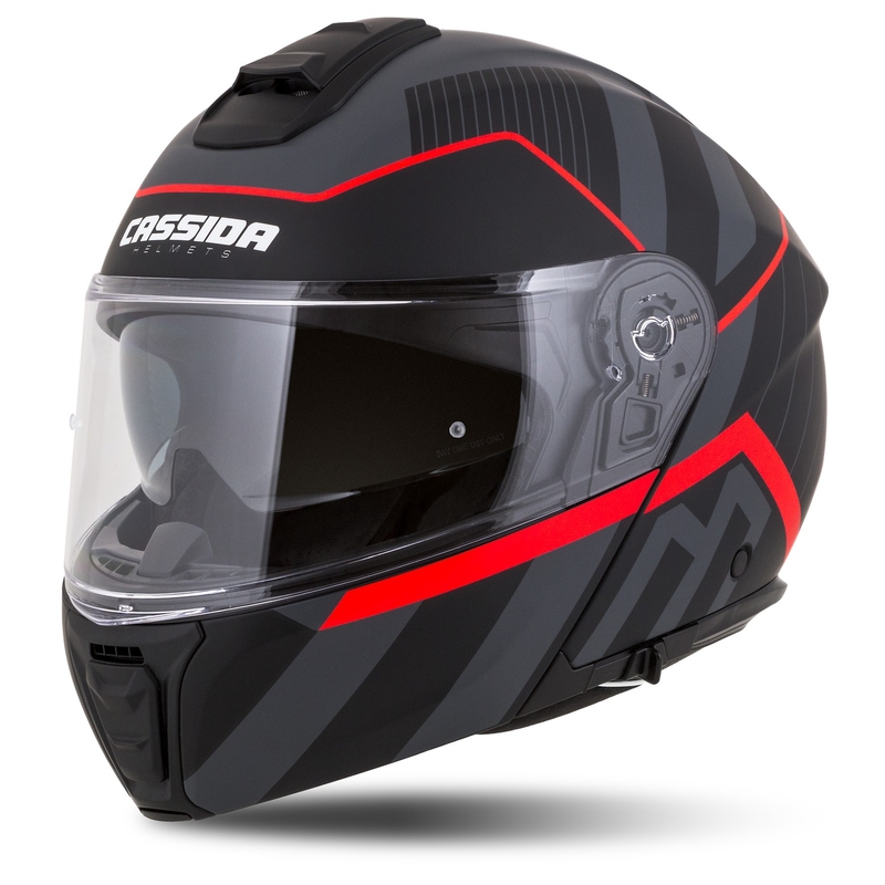 Klappbarer Motorradhelm Cassida Modulo 2.1 Profile mattschwarz-grau-rot