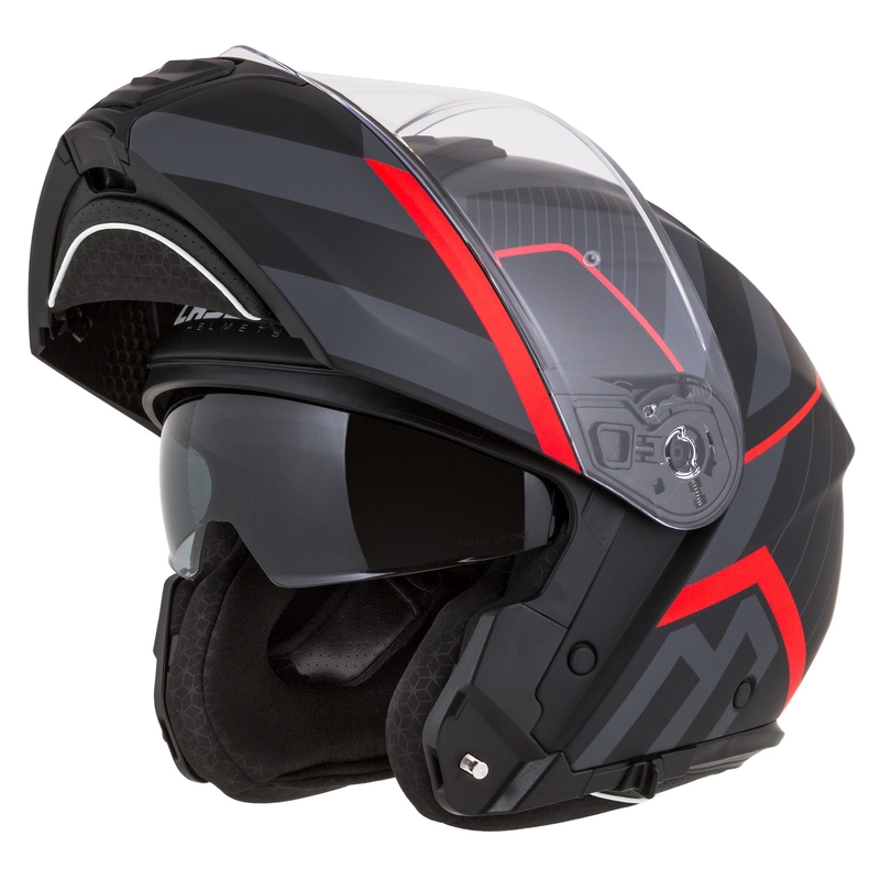 Klappbarer Motorradhelm Cassida Modulo 2.1 Profile mattschwarz-grau-rot