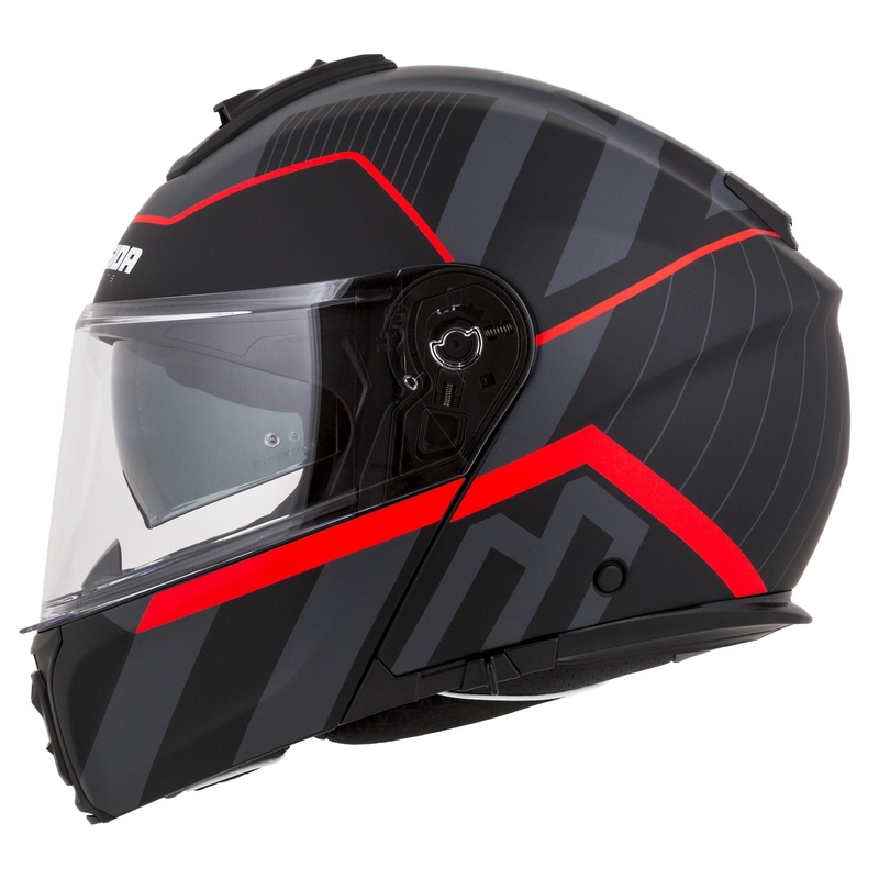 Klappbarer Motorradhelm Cassida Modulo 2.1 Profile mattschwarz-grau-rot