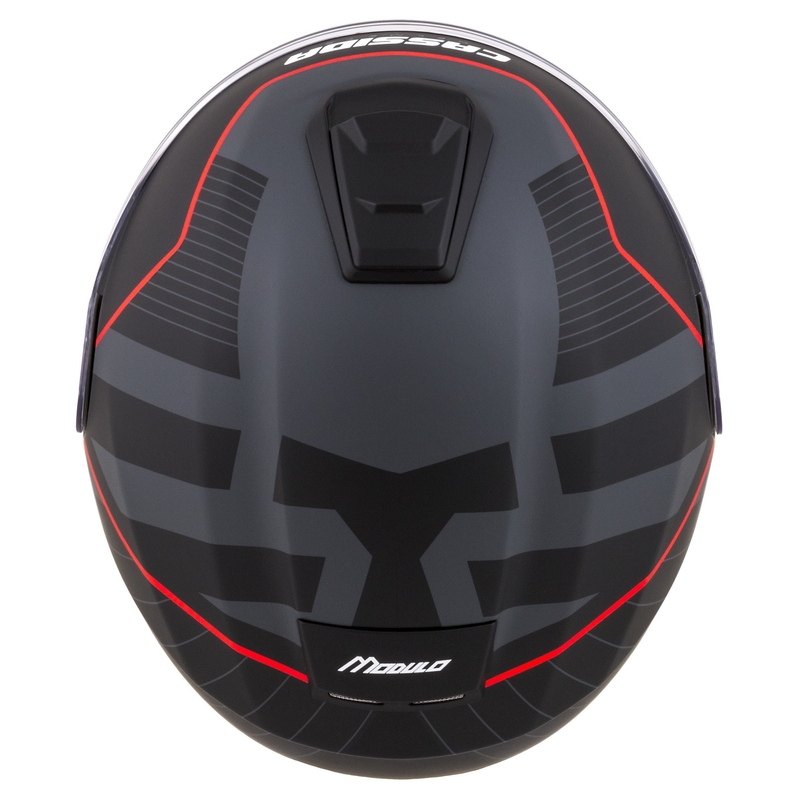 Klappbarer Motorradhelm Cassida Modulo 2.1 Profile mattschwarz-grau-rot