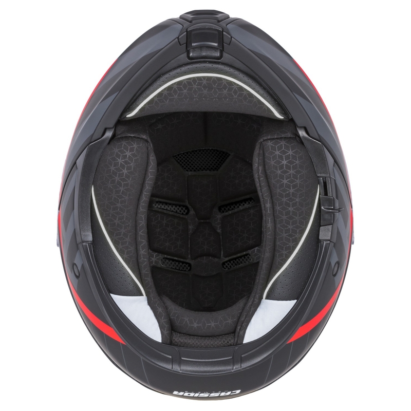 Klappbarer Motorradhelm Cassida Modulo 2.1 Profile mattschwarz-grau-rot