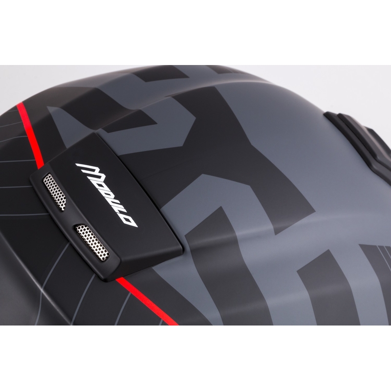 Klappbarer Motorradhelm Cassida Modulo 2.1 Profile mattschwarz-grau-rot