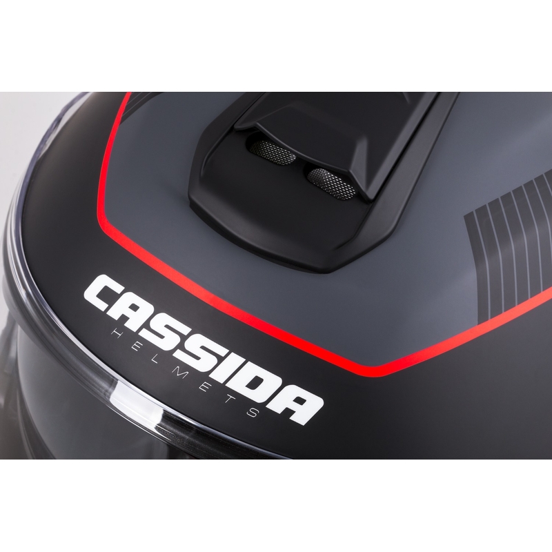Klappbarer Motorradhelm Cassida Modulo 2.1 Profile mattschwarz-grau-rot