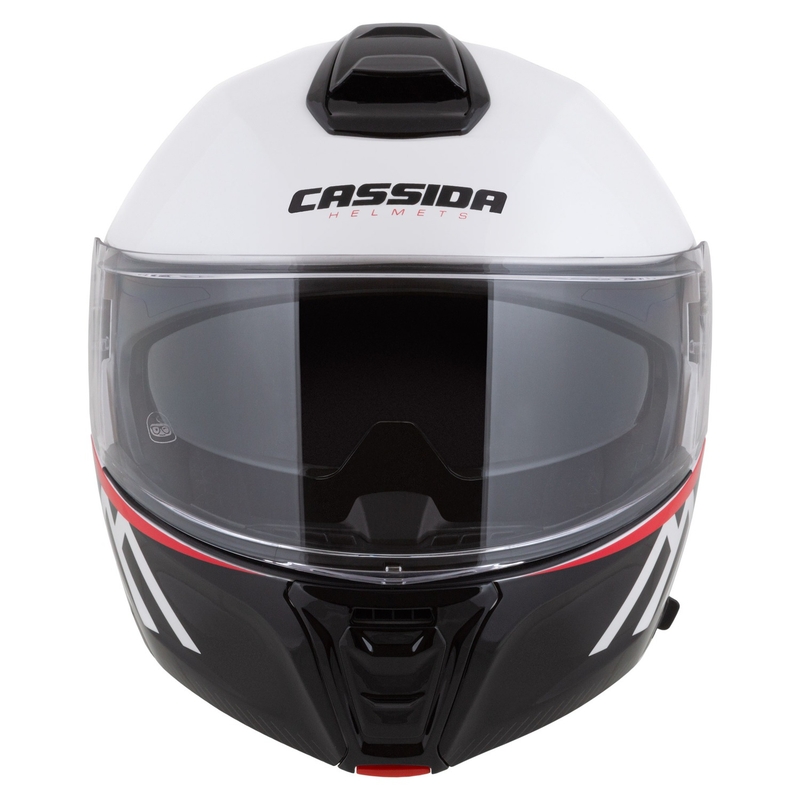 Cassida Modulo 2.1 Compass Klapp-Motorradhelm Perlweiß-Schwarz-Rot-Silber