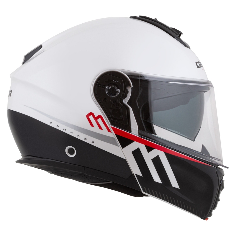 Cassida Modulo 2.1 Compass Klapp-Motorradhelm Perlweiß-Schwarz-Rot-Silber