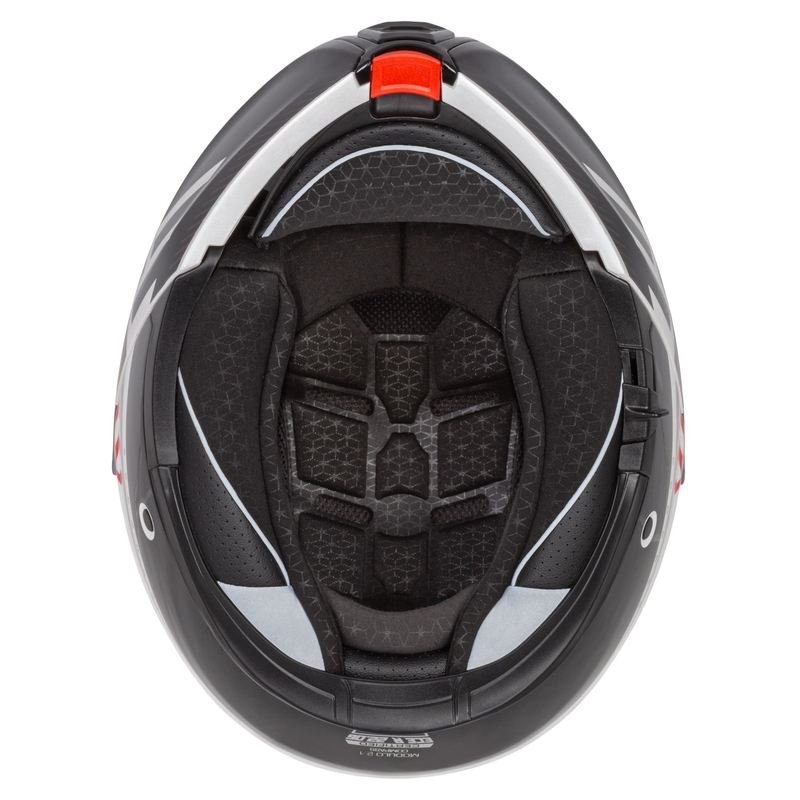 Cassida Modulo 2.1 Compass Klapp-Motorradhelm Perlweiß-Schwarz-Rot-Silber