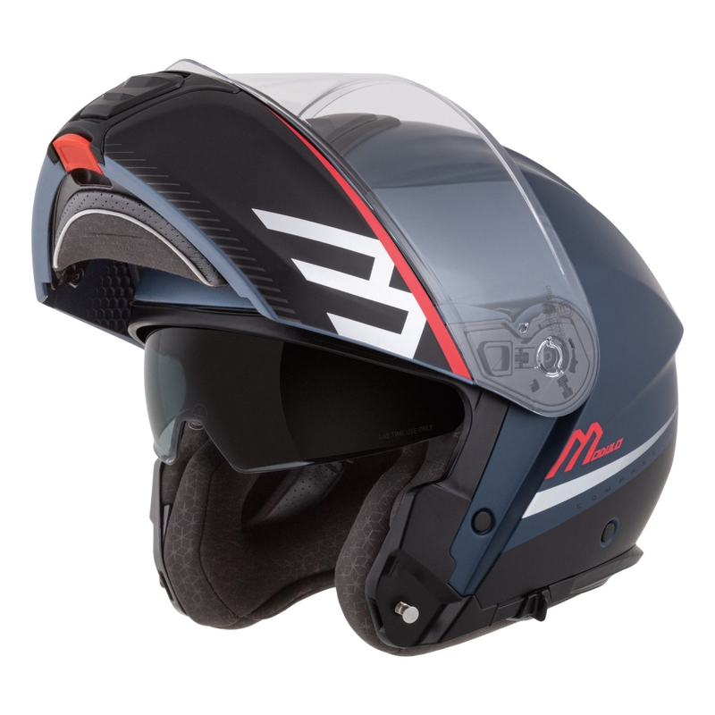Klappbarer Motorradhelm Cassida Modulo 2.1 Compass mattblau perlschwarz-rot