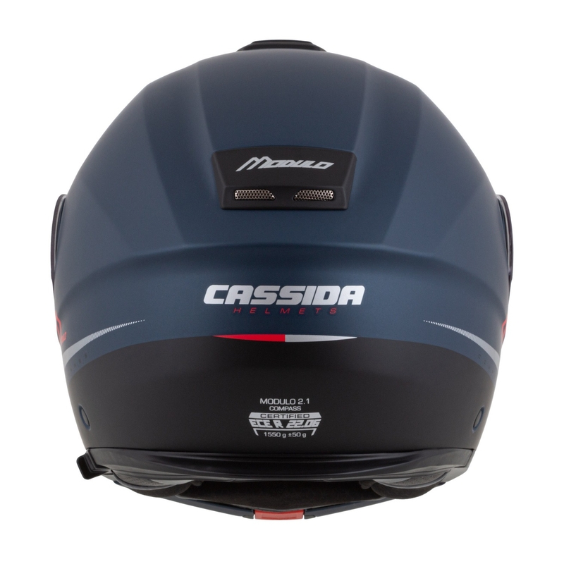 Klappbarer Motorradhelm Cassida Modulo 2.1 Compass mattblau perlschwarz-rot