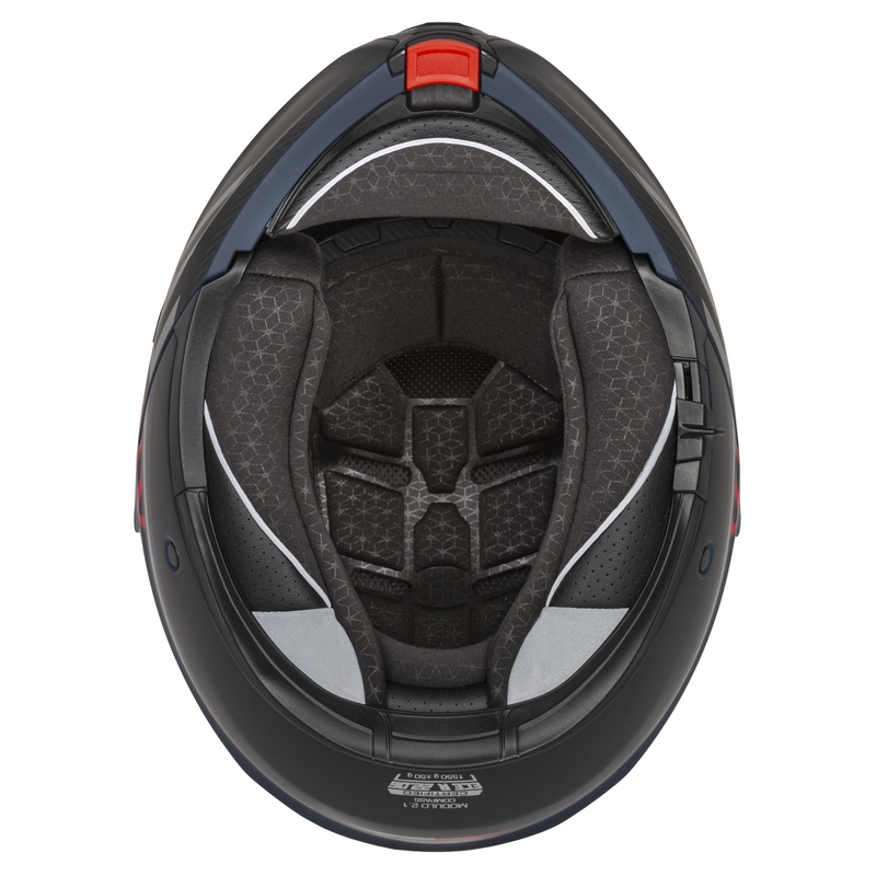 Klappbarer Motorradhelm Cassida Modulo 2.1 Compass mattblau perlschwarz-rot