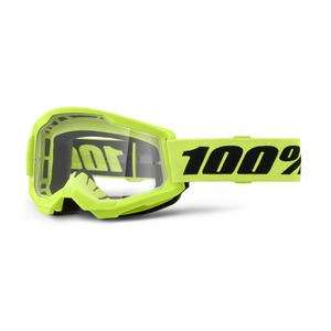 Kinder-Motocross-Brille 100 % STRATA 2 neongelb (klares Plexiglas)