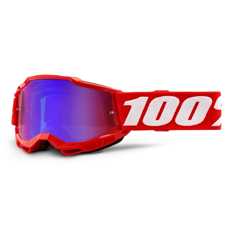 Kinder-Motocross-Brille, 100 % USA ACCURI 2, rot verspiegelt, rot-blaues Plexiglas