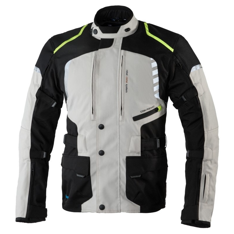 Moto Jacke Rebelhorn Hiker II schwarz-grau-fluo gelb Ausverkauf