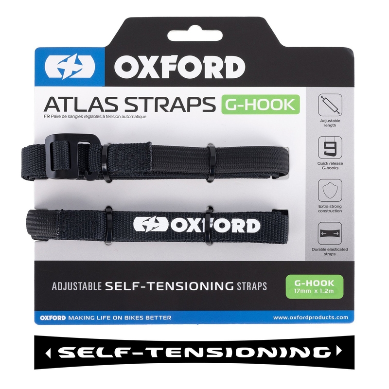 Gepäckgurte Oxford Atlas G-Hook 2 Stück schwarz 17 mm x 1,2 m