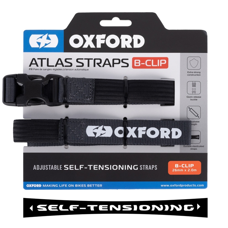 Gepäckgurte Oxford Atlas B-Clip 2 Stück grau 26 mm x 2 m