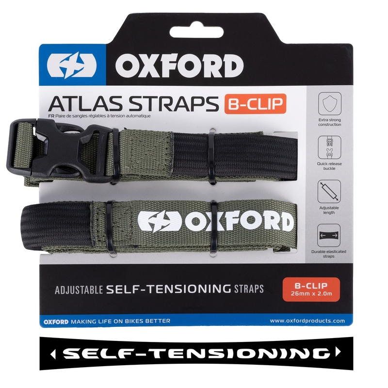 Gepäckgurte Oxford Atlas B-Clip 2 Stück grün 26 mm x 2 m
