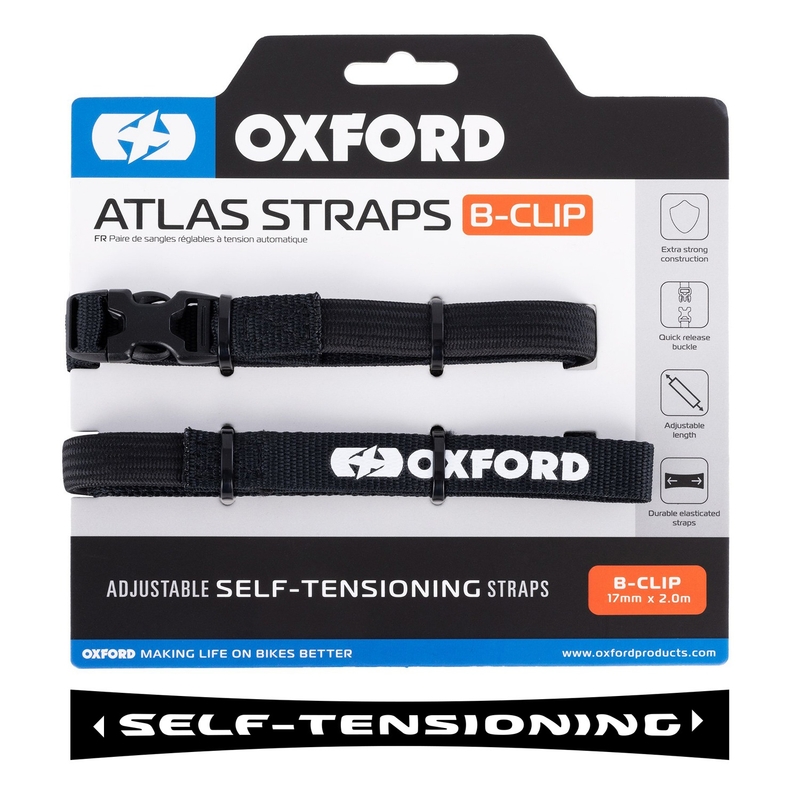 Gepäckgurte Oxford Atlas B-Clip 2 Stück schwarz 17 mm x 2 m