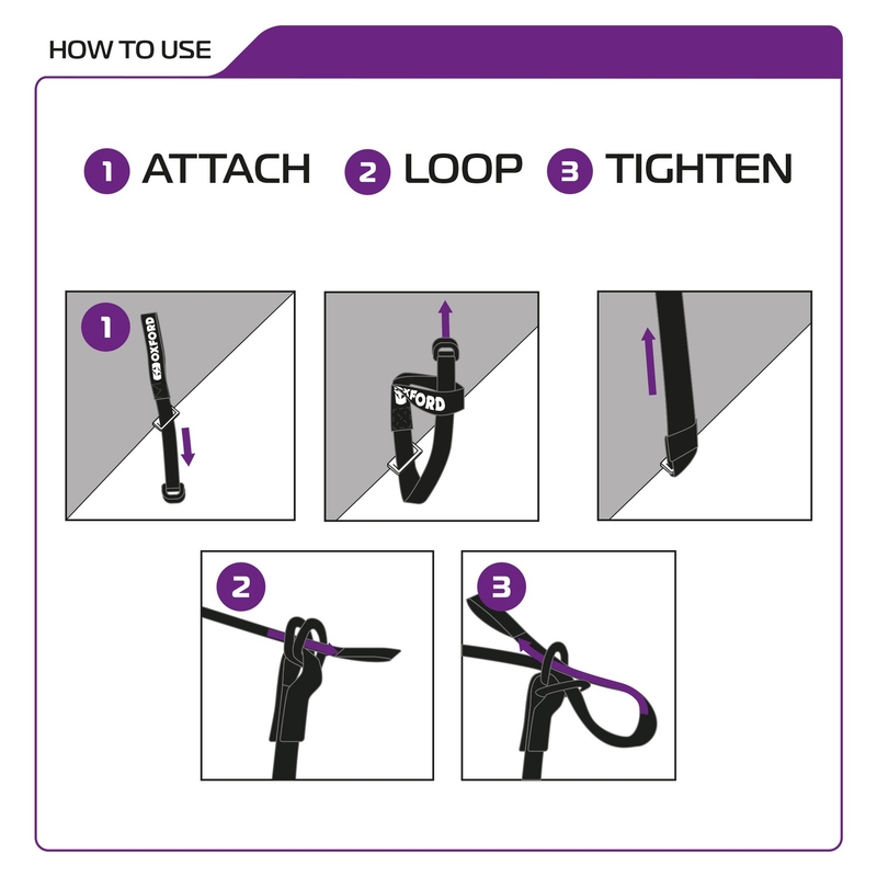 Gepäckgurte Oxford Atlas D-Ring 2 Stück schwarz 26 mm x 1,2 m