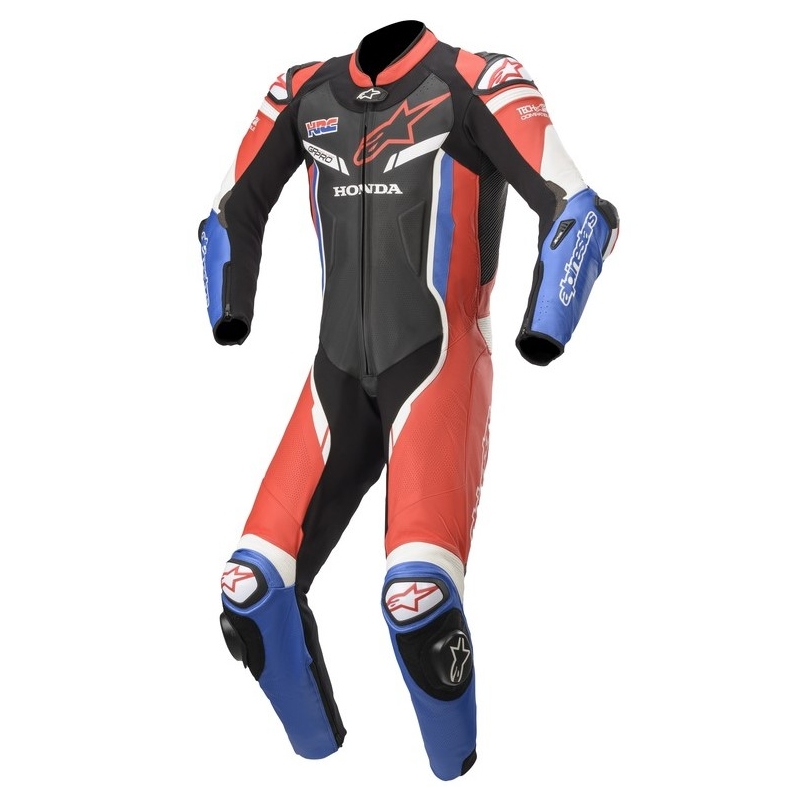 Einteiliger TECH-AIR-kompatibler Lederkombi Alpinestars GP Pro 3 Honda Collection Schwarz-Rot-Blau-Weiß