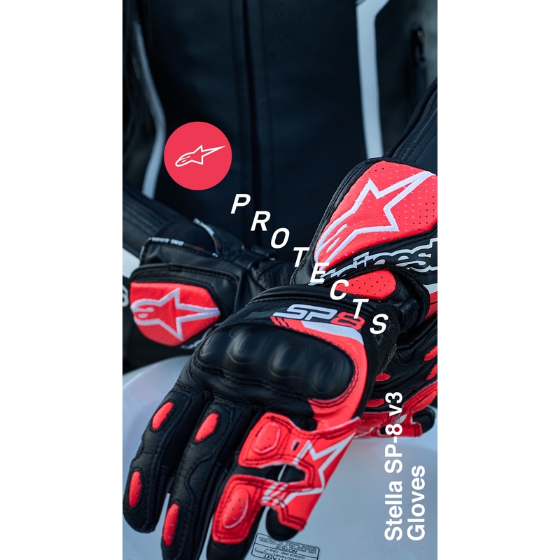 Damen-Motorradhandschuhe Alpinestars SP-8 schwarz-weiß-rosa