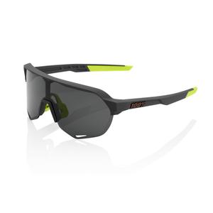 Sonnenbrille 100 % – USA S2 Schwarz-Fluogelb mit Rauchglas