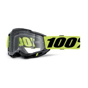 Motocross-Brille 100 % ACCURI 2 OTG Schwarz-Fluo Gelb (Klares Plexiglas)