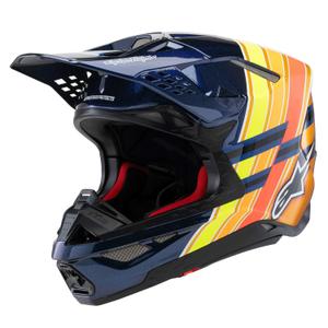 Motocross-Helm Alpinestars Supertech S-M10 Edition TROY LEE DESIGNS Perlblau-Fluo-Orange-Gelb-Rot