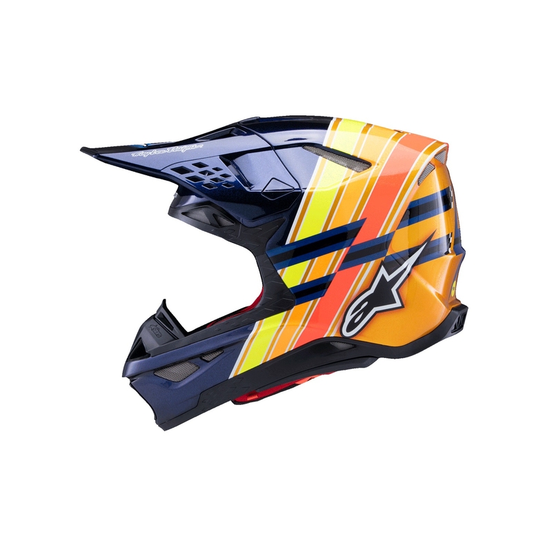 Motocross-Helm Alpinestars Supertech S-M10 Edition TROY LEE DESIGNS Perlblau-Fluo-Orange-Gelb-Rot
