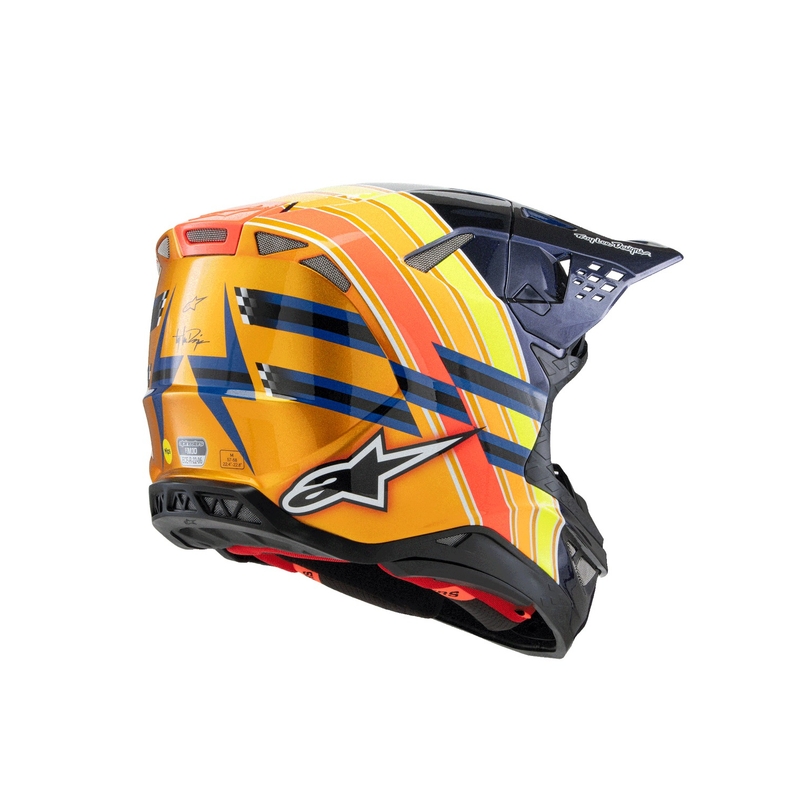 Motocross-Helm Alpinestars Supertech S-M10 Edition TROY LEE DESIGNS Perlblau-Fluo-Orange-Gelb-Rot