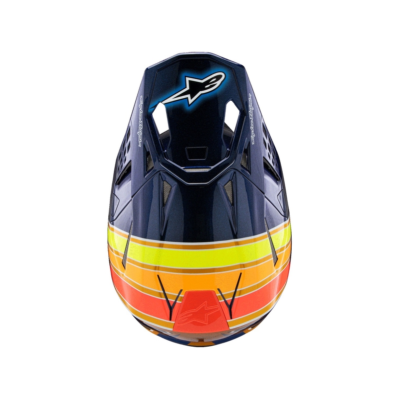 Motocross-Helm Alpinestars Supertech S-M10 Edition TROY LEE DESIGNS Perlblau-Fluo-Orange-Gelb-Rot
