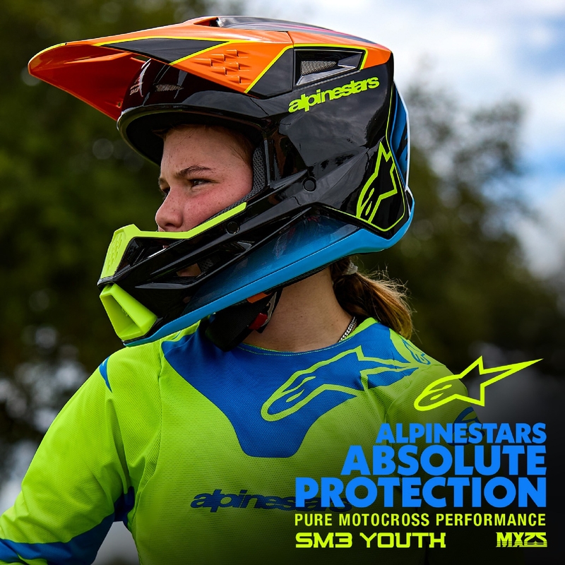 Alpinestars S-M3 RADIUM Kinder Motocrosshelm fluo gelb-schwarz-blau
